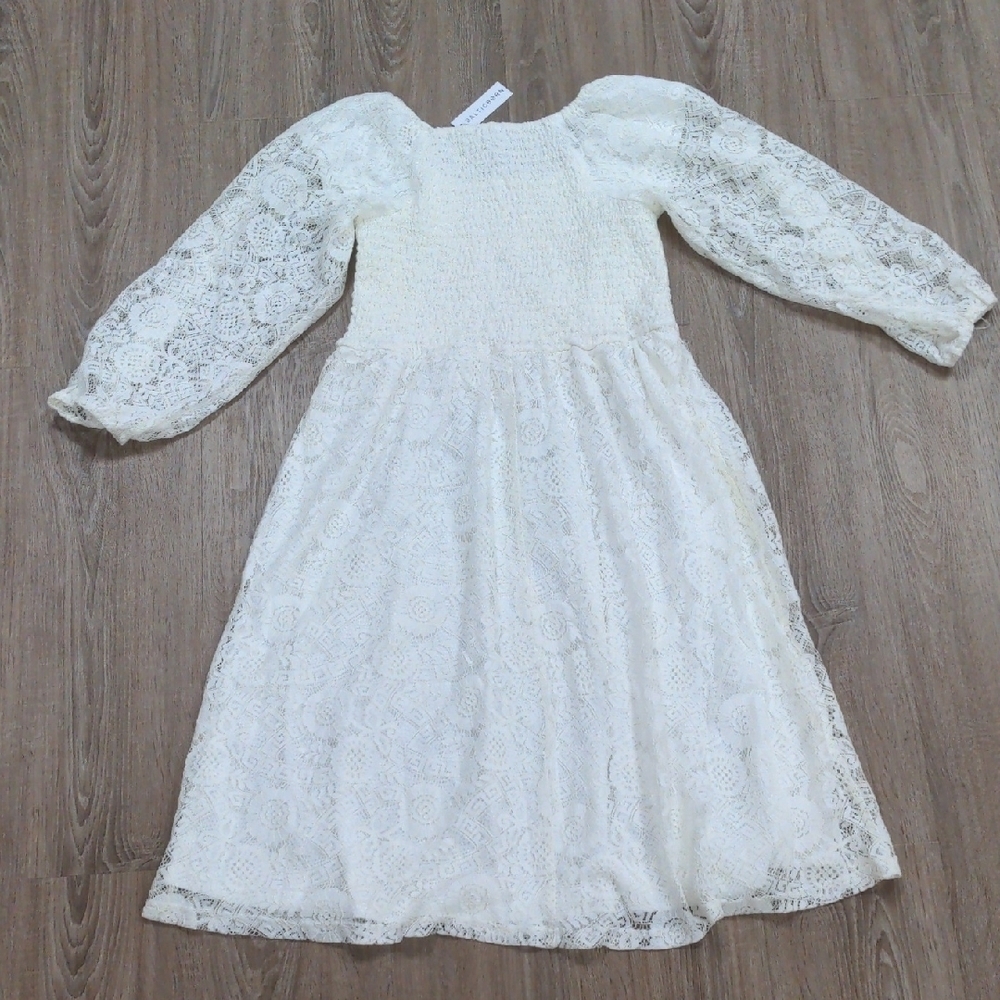 Baltic Born White Square Neck Bishop Sleeve Dress - Picture 4 of 4